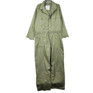 Unicor Coveralls Mens 46R Olive Green Military Utility Workwear Zip Jumpsuit